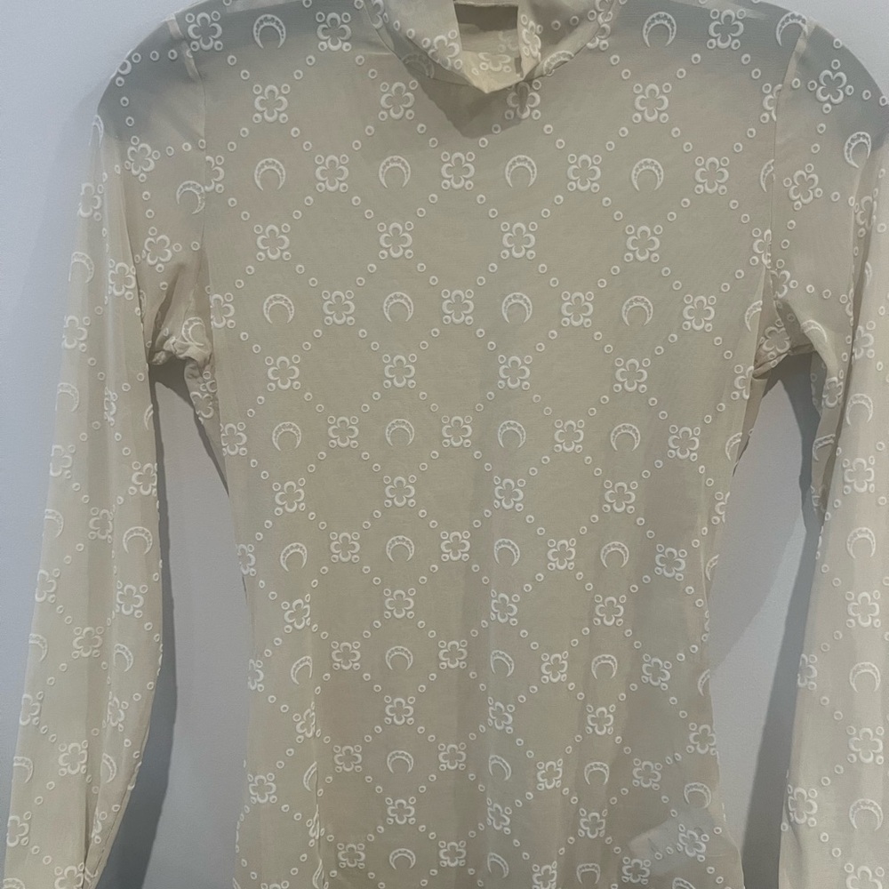 Marine Serre Taupe Long Sleeve Top with Ivory Design